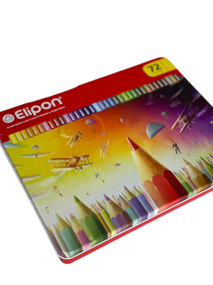 مداد رنگی الیپون 72 رنگ جعبه فلز